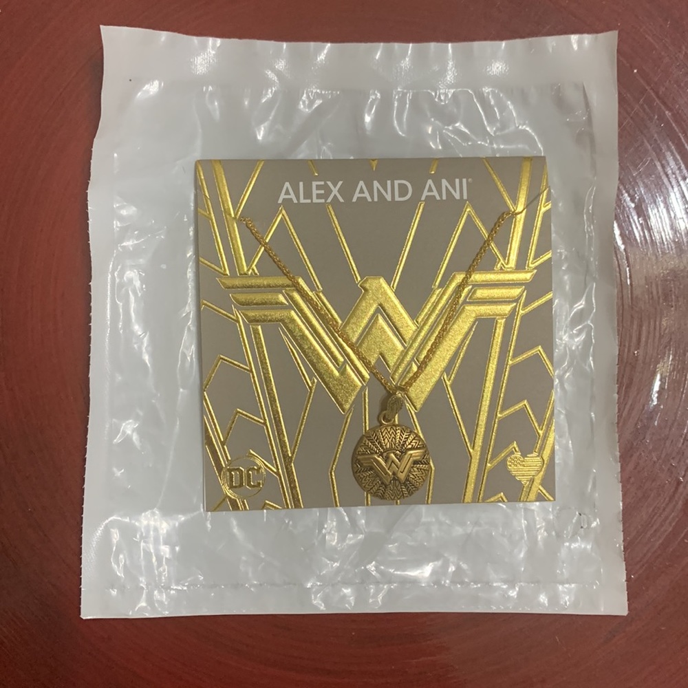 Alex and Ani Wonder Woman W Logo 
21 in Necklace 14kt Gold plated